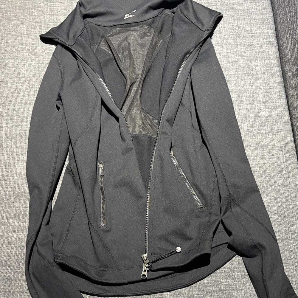 Zella Black Asymmetrical Zip Bomber-Style Jacket